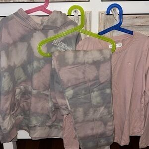 Tie-Dye Hoodie and Joggers Set with Pink Tee Abercrombie kids